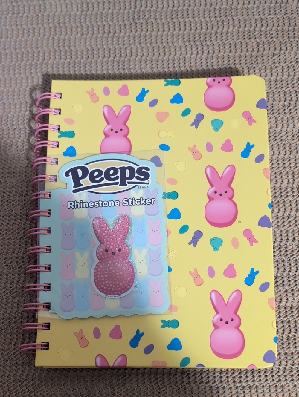 Peeps Pink Bunny Rhinestone Sticker Notebook/Journal New